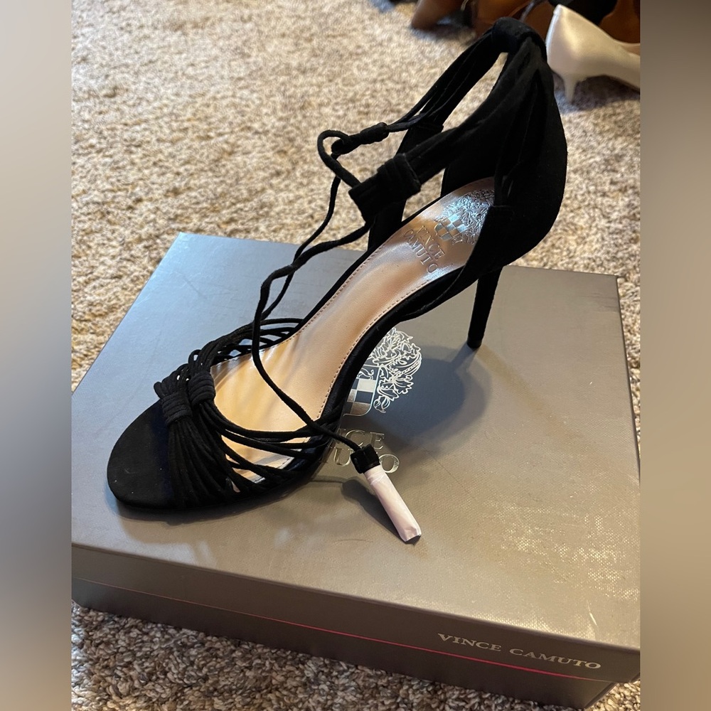 Vince Camuto black suede heels